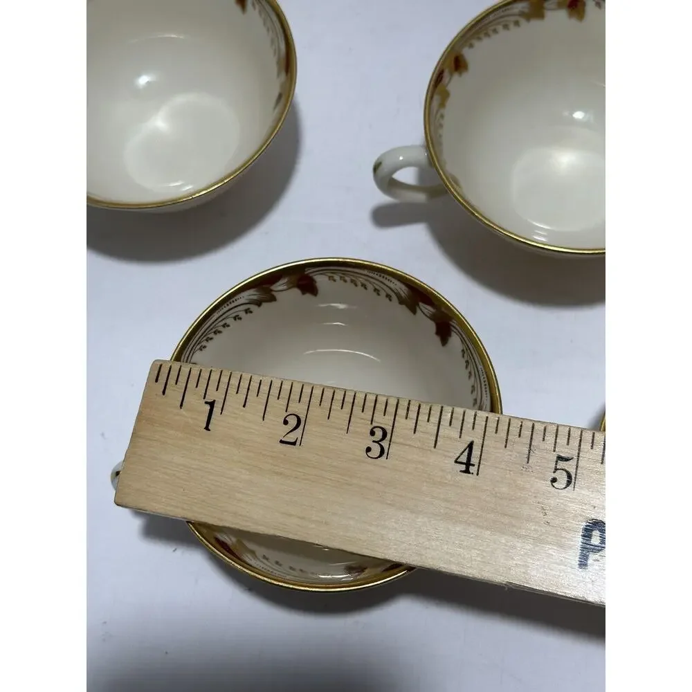 Lenox Essex Maroon 0-351-R Footed Teacups Set of 8 Lot Coffee Tea‎ Cups Made USA